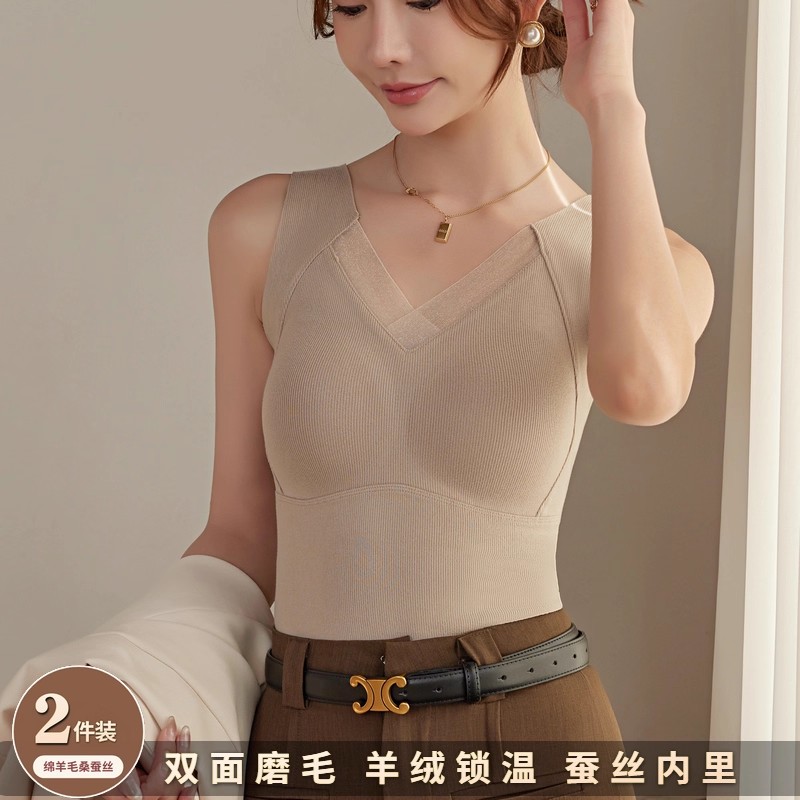 桑蚕丝保暖背心女上衣内搭