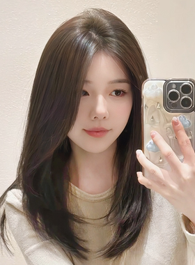 【盐系初恋】假发全头套女中分前额隐形减龄锁骨发仿真人整顶假发
