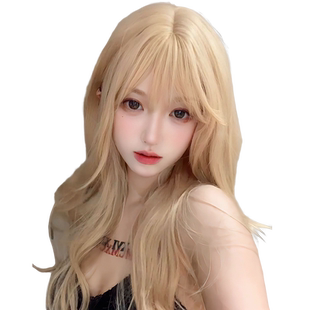 假发女长发浅色假发夏天薄款仿真发全真人发白金色显白整顶假发套