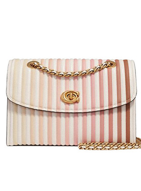 COACH/蔻驰女士拼接色竖条纹小香风链条斜挎包  52605