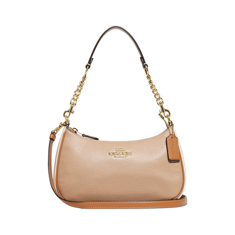 COACH/蔻驰TERI 女士单肩包斜挎包腋下包 奶茶色拼接 CA173-IMTAP