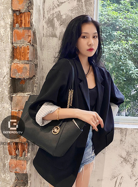 Michael Kors/MK 女士链条托特包logo单肩手提包大号35F8GTVE7B