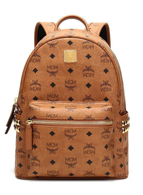 MCM女包 男女通用印花铆钉双肩包背包 迷你小号时尚拉链中号休闲