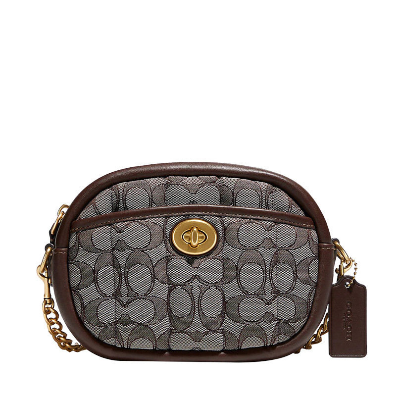COACH 蔻驰 专柜款 女士相机包盒子包斜挎包单肩包 经典褐色