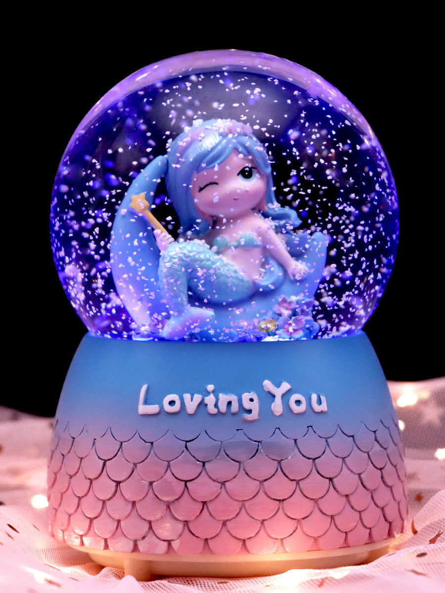 MERMAID PRINCESS CRYSTAL BALL MUSIC BOX ROTATING MUSIC BOX GIRLS CHILDRENS BIRTHDAY GIFT PREMIUM CREATIVE ORNAMENTS