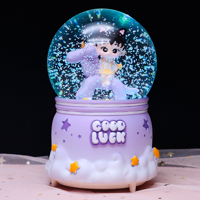樱桃小丸子寻梦繁星水晶球音乐盒梦幻发光飘雪女孩六一儿童节礼物