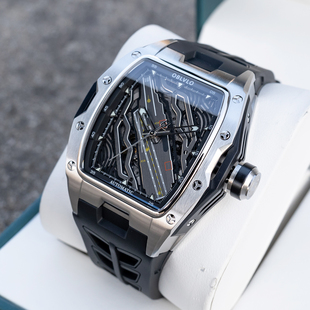 OBLVLO福建舰航母限量潮流镂空酒桶全自动机械表男士 夜光运动腕表