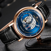 联名瑞夫泰格简约全自动机械表防水镂空时尚 夜光皮带设计师腕表