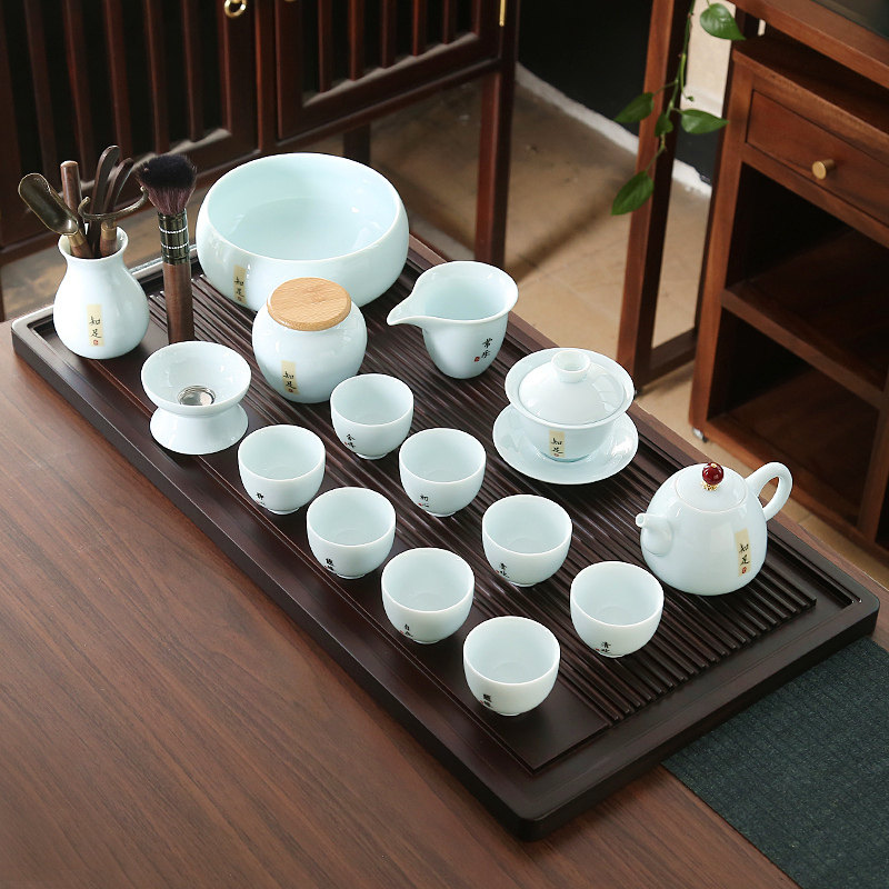 茶具套组陶瓷家用办公室简约小清新盖碗茶壶杯洗茶道茶盘轻奢整套