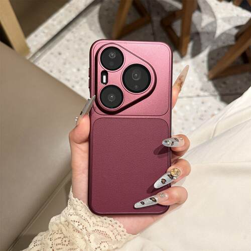 新款皮纹自带镜头膜软壳适用华为p90pro/p80/pura x view手机壳