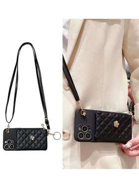 山茶花零钱卡包适用华为Nova1413手机壳12/1110斜挎绳pura80pro全包nova98防摔MATE70硅胶power荣耀400PRO300