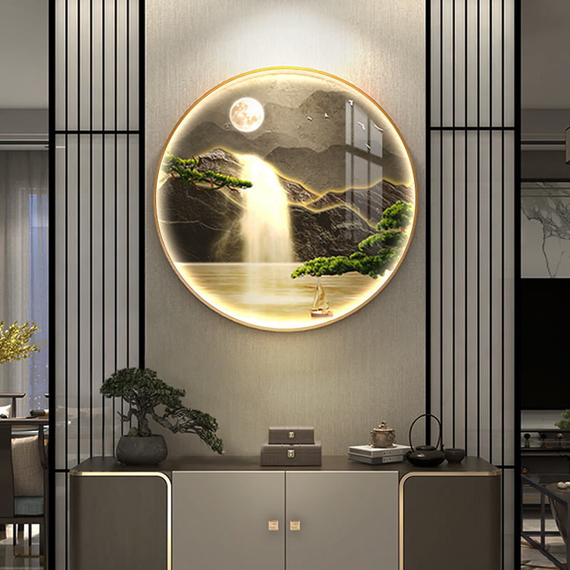 入户玄关装饰画led灯画新中式