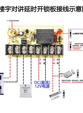 磁力锁延时开锁模块楼宇对讲主机门禁电控锁常开常闭继电器控制板