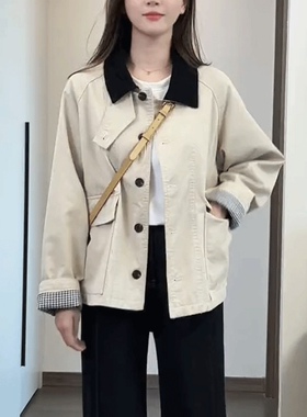 外套女2025年春装韩版时尚上衣休闲小个子宽松中长款风衣外套女