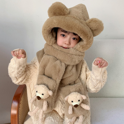 帽子围巾手套一体可爱