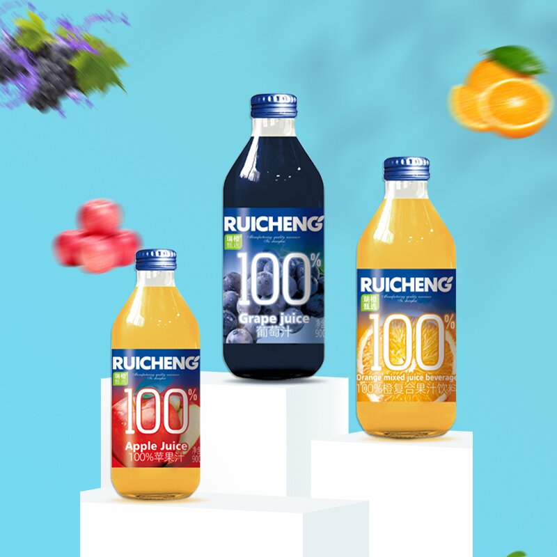 瑞橙甄选果汁饮料葡萄汁/苹果汁/橙复合果汁大瓶婚宴宴请900g
