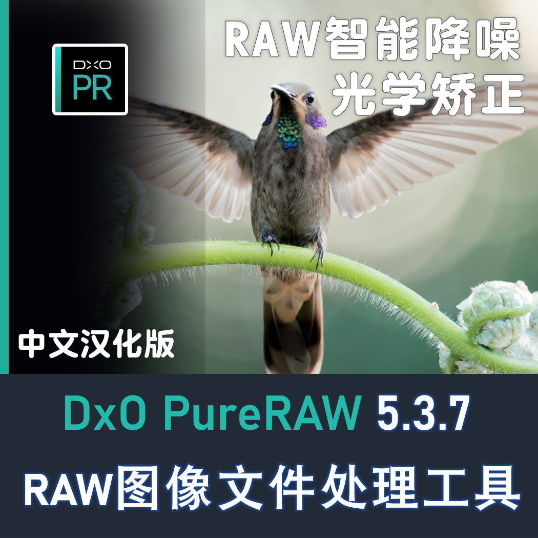 DxO PureRAW5.3.7中文版Raw照片智能降噪点软件 光学校正图像处理