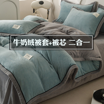可拆洗冬季加厚牛奶绒被子双面绒