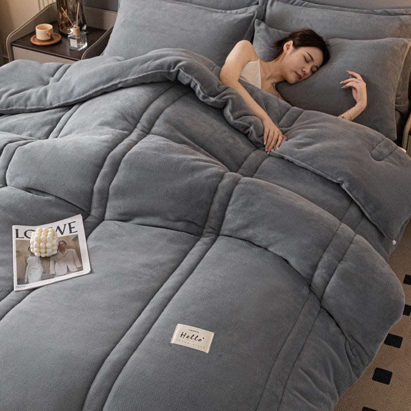 可拆洗双面加厚牛奶绒单被套被芯