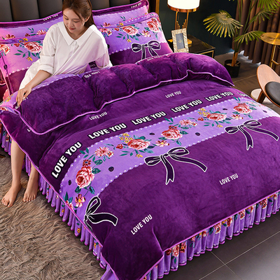 双面加绒牛奶绒被套单件冬季被罩