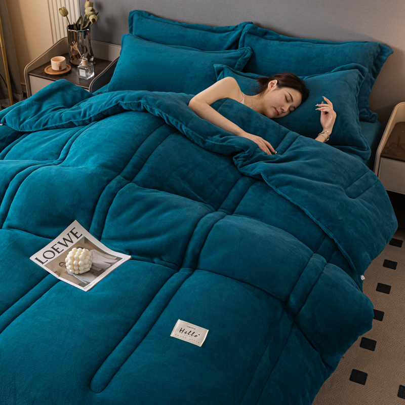 可拆洗牛奶绒双面绒加绒被子