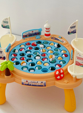 儿童小猫钓鱼玩具电动旋转益智早教宝宝专注力训练1-2岁半3男女孩