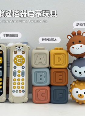 婴儿可啃咬遥控器仿真电视玩具硅胶宝宝安抚抓握训练6个月以上1岁
