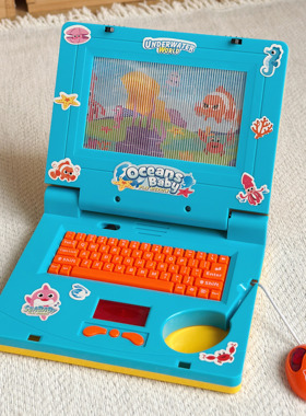 儿童仿真笔记本电脑键盘鼠标打字玩具卡通动画音乐声光宝宝一岁二