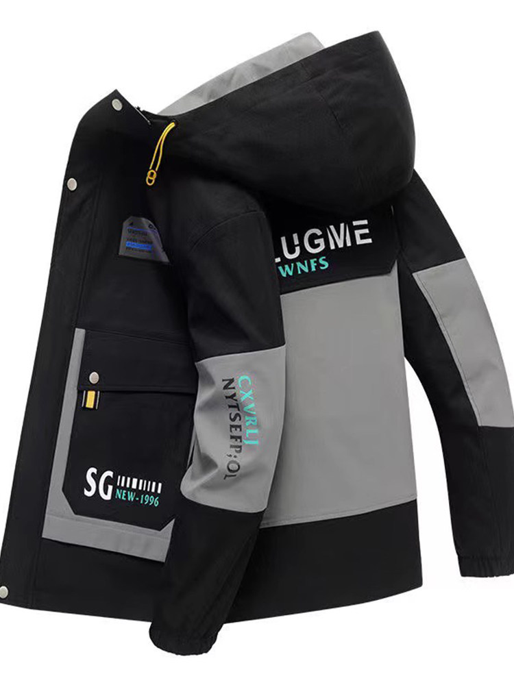 JACKET MENS AUTUMN AND WINTER NEW FLEECE THICKENED COTTON CLOTHES KOREAN VERSION TREND MENS LAMB WOOL HOODED WARM COLD CLOTHING