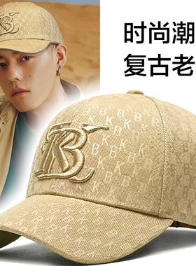 棒球帽弯檐硬顶时尚潮牌四季通用帽子男正品KB满印刺绣鸭舌遮阳帽