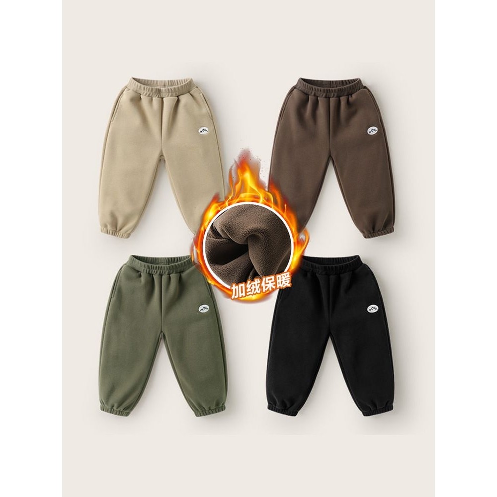 男童奥利绒运动长裤子棉裤秋冬款童装儿童宝宝小童加绒冬季卫裤潮
