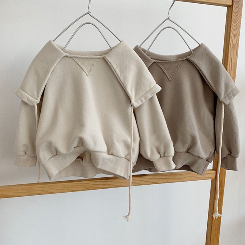 童装儿童秋冬上衣ins男女童韩版洋气时髦大翻领气质抓绒卫衣T