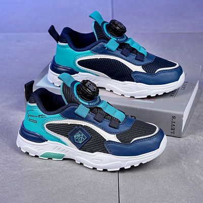 男童网鞋夏季儿童网红旋转扣运动鞋中大童学生软底透气网面跑步鞋