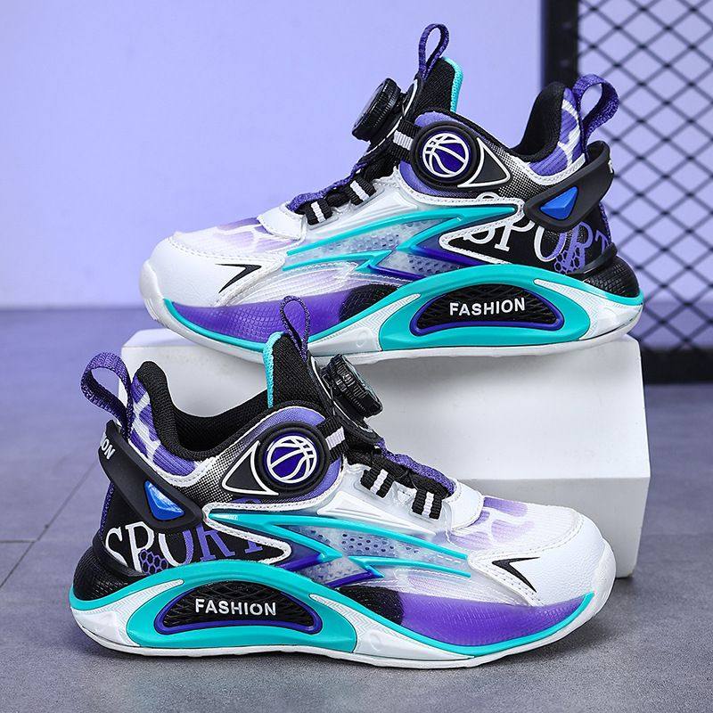 童鞋男童篮球鞋网面透气防滑耐磨旋转扣学生篮球鞋中大童运动鞋潮