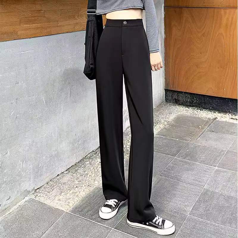 韩版西装阔腿裤女秋季年新款高腰垂坠感胖mm直筒裤时尚百搭裤