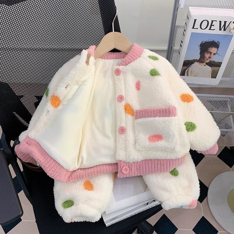 女童珊瑚绒睡衣秋冬款加绒加厚儿童法兰绒家居服冬季宝宝公主套装