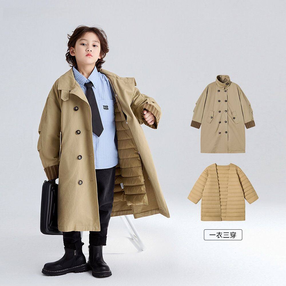2025新款男女童三合一羽绒棉服大衣长款过膝棉袄秋冬装中大童外套