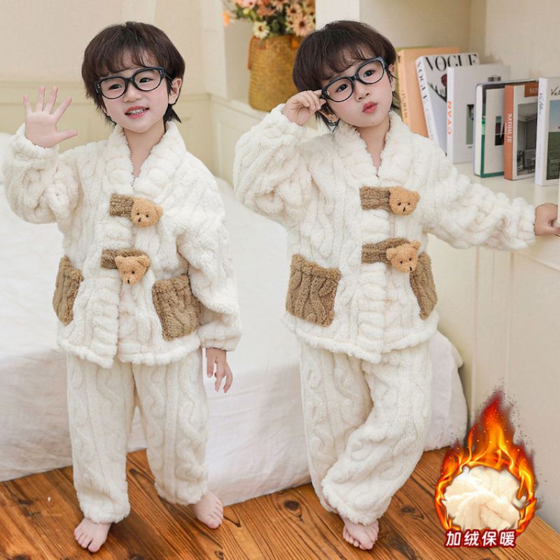 男童睡衣秋冬款男孩2025新款法兰绒加绒加厚款宝宝儿童季家居服