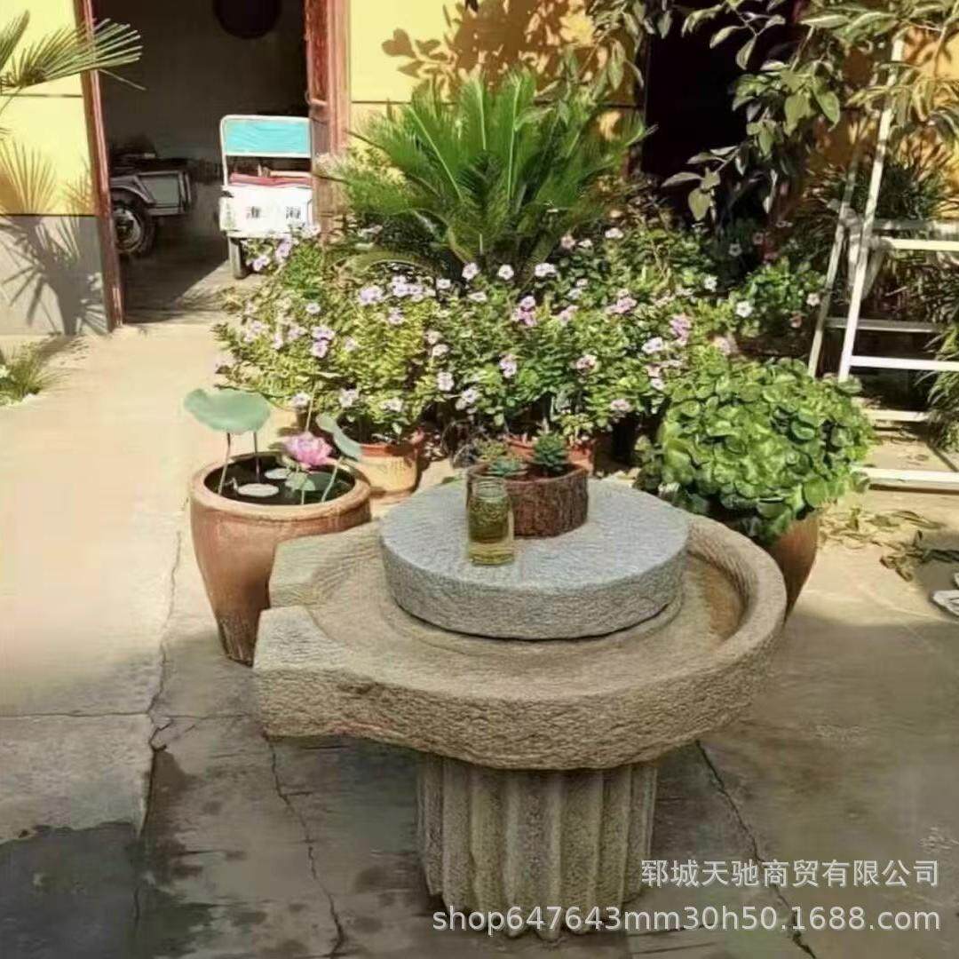 老石磨石雕老石器摆件民宿景区石槽盘民宿酒店流水摆件仿古古建筑