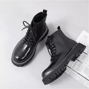 鞋子男款新款网红高帮马丁靴英伦风低帮牛皮高级感中帮皮靴子