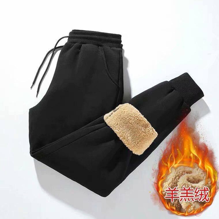 冬季运动裤男加绒加厚羊羔绒宽松休闲长裤小脚裤子保暖外穿卫裤男