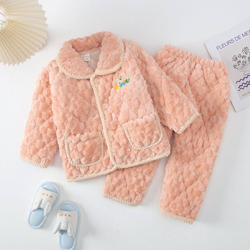 冬季儿童三层夹棉加绒加厚保暖睡衣套装男童女童宝宝法兰绒家居服,女士内衣/男士内衣/家居服,睡衣/家居服套装,淘宝优惠券,粉丝福利购,淘宝优惠卷