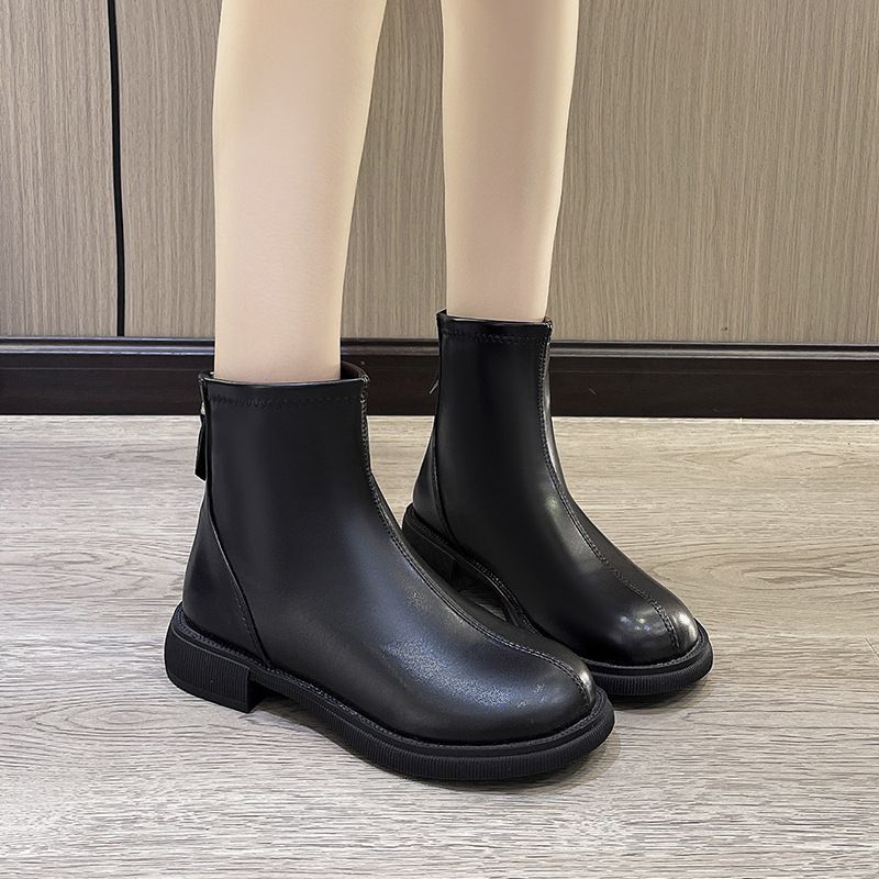 短靴女2025新款法式英伦风马丁靴春秋单靴米白色切尔西瘦瘦靴裸靴