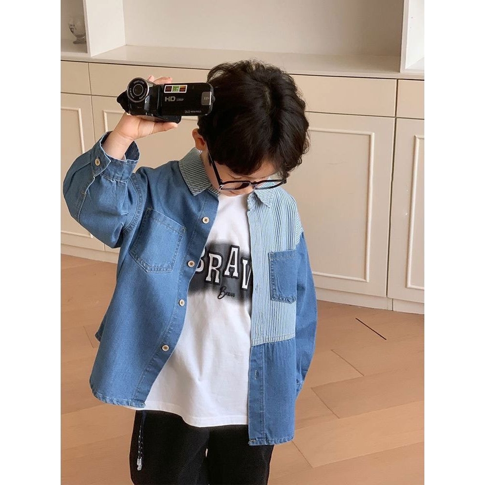 童装男童秋装牛仔外套春秋款儿童设计感衬衫新款中大童上衣潮