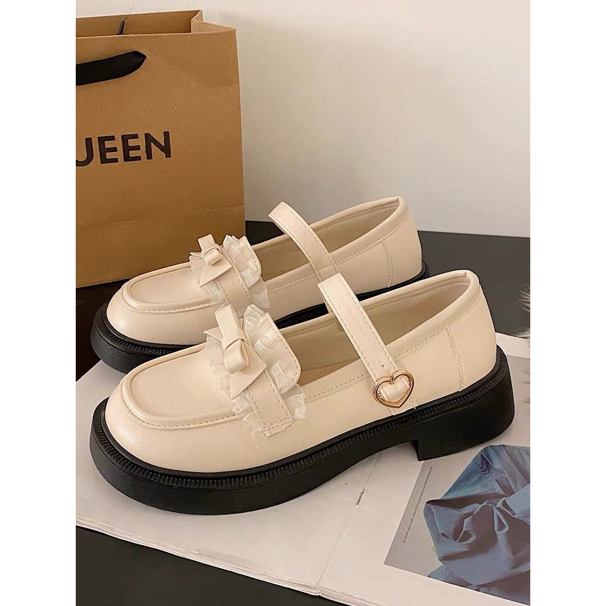 蝴蝶结日系jk玛丽珍小皮鞋女春季新款学生百搭时尚厚底单鞋潮