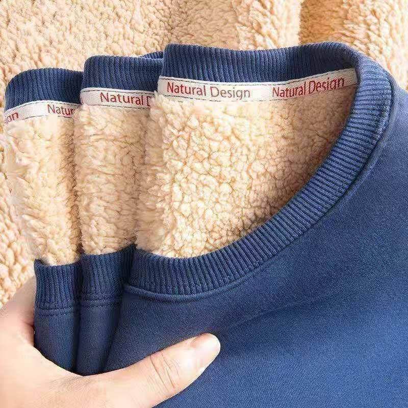 加绒卫衣男加厚冬季新款青少年保暖羊羔绒男士外套秋冬打底12