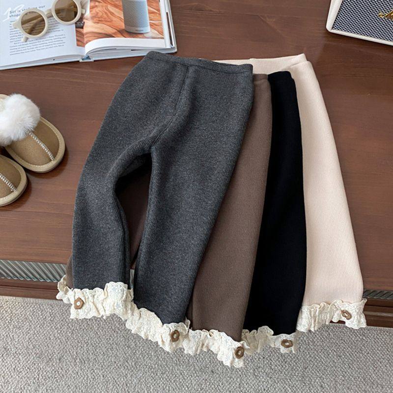 中小童加绒打底裤外穿洋气花边修身女童宝宝秋冬新款保暖裤子童装,女装/女士精品,卫裤,淘宝优惠券,粉丝福利购,淘宝优惠卷