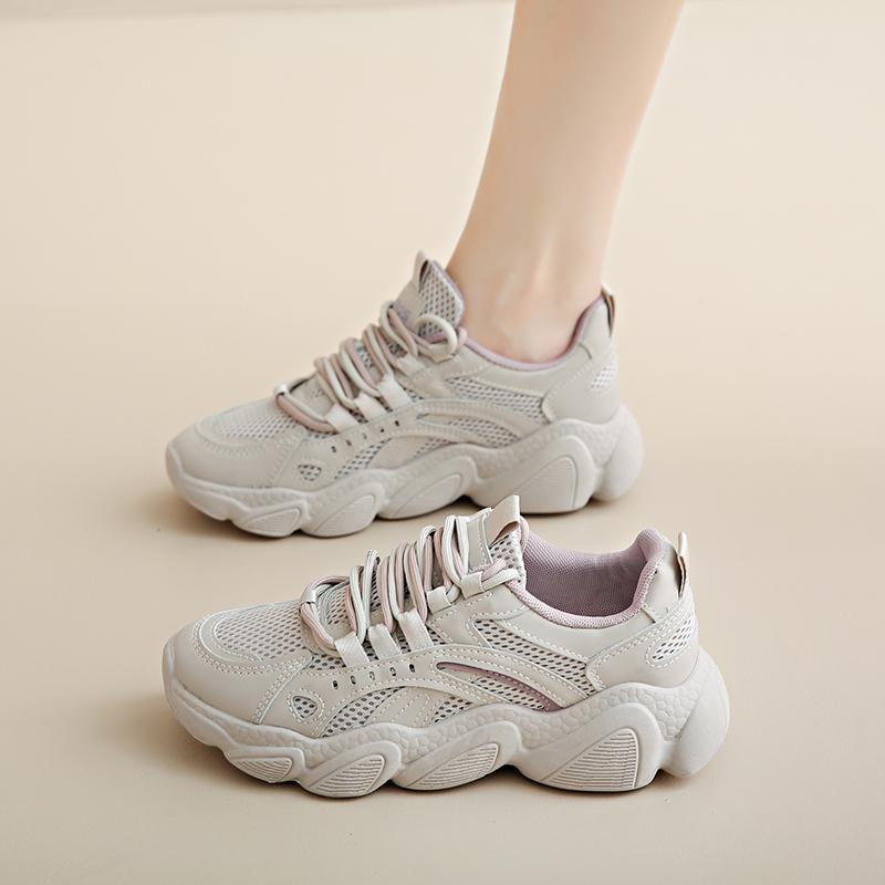 内增高老爹鞋女2025夏季新款ins透气增高女鞋休闲百搭厚底运动鞋