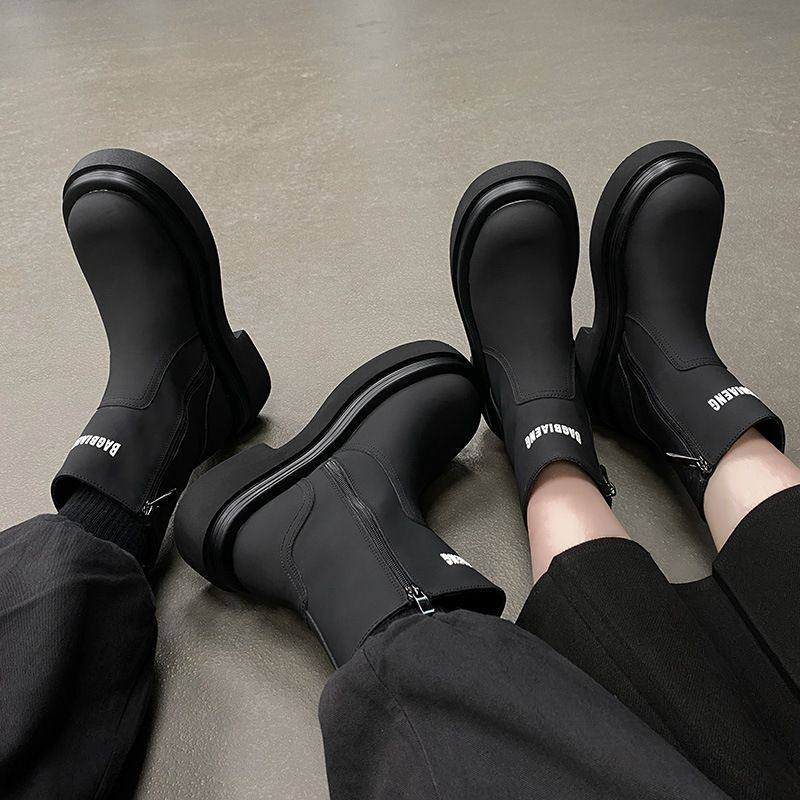 烟筒靴女2025秋冬季新款真皮厚底切尔西短靴时尚百搭情侣款男靴子,流行男鞋,切尔西靴,淘宝优惠券,粉丝福利购,淘宝优惠卷