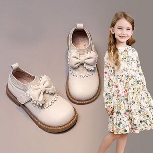 单鞋 春秋款 中大童舞蹈鞋 韩版 女童皮鞋 蝴蝶结小女孩公主鞋 2025新款